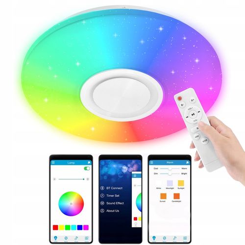 Lampa plafon LED RGB Kolorowa GŁOŚNIK Bluetooth 60w + Pilot Aplikacja na Arena.pl