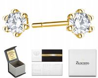 ZŁOTE KOLCZYKI Z BRYLANTAMI SZTYFTY WKRĘTY GRAWER