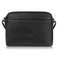 torebka damska skórzana na ramię ze srebrnymi okuciami czarna