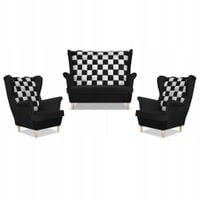 Zestaw uszak CAROL DUO sofa fotele Family Meble czarno - biały