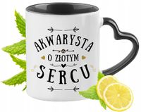 Kubek Czarny Z Uszkiem W Kształcie Serca Dla Akwarysty Na Prezent