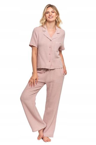 Moraj Długa Bardzo delikatna Piżama Damska z Muślinu Beżowa 5000-008 M na Arena.pl