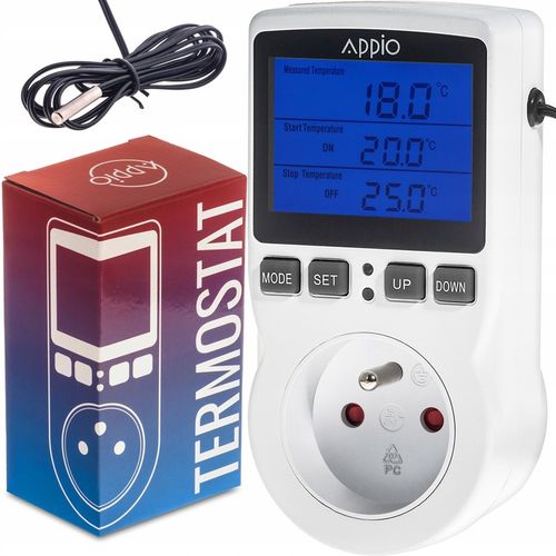TERMOSTAT ELEKTRONICZNY REGULATOR Temperatury 230V Gniazdo sieciowe na Arena.pl