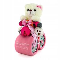 Motorek TORT z pampersów 3 Prezent na CHRZEST HAFT