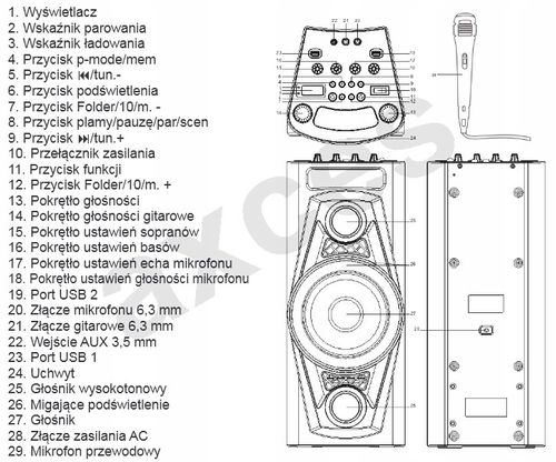 Głośnik Bluetooth Mikrofon Karaoke USB AUX GoGEN na Arena.pl