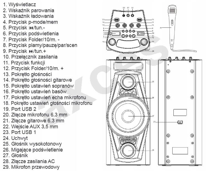 Głośnik Bluetooth Mikrofon Karaoke USB AUX GoGEN zdjęcie 2