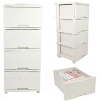 KOMODA Z SZUFLADAMI PLASTIKOWA ECRU WOLNOSTOJĄCA REGAŁ ORGANIZER