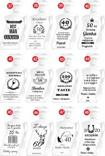 KARAFKA podziękowania ŚLUB Wesele Urodziny 30 50 zdjęcie 7