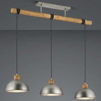 Wisząca LAMPA industrialna DELHI 303400367 Trio loftowa OPRAWA kopuły ZWIS drewniana belka nikiel brązowa