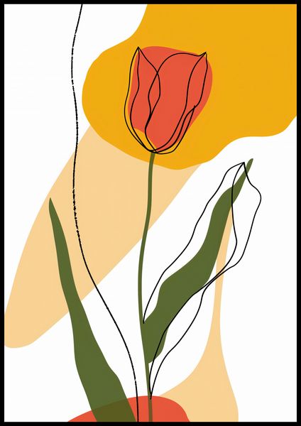 Plakat 70x100cm Przerysowany Tulipan zdjęcie 2