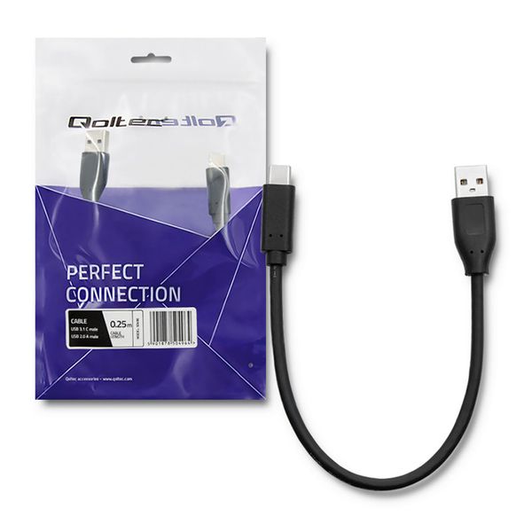 Qoltec Kabel USB 3.1 typ C męski | USB 2.0 A męski | 0.25m zdjęcie 2