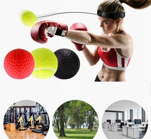 3x PIŁKA REFLEKSOWA REFLEKSÓWKA OPASKA NA GŁOWĘ ZESTAW BOKSERSKI TRENINGOWY na Arena.pl