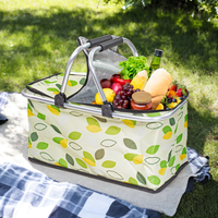 Kosz Piknikowy Termiczny Na Zakupy Duży 30 Litrów Składany Jesienna Bajka