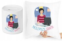 Dla Grafika Zestaw Poduszka + Skarbonka Prezent Z Nadrukiem Ze Zdjęciem