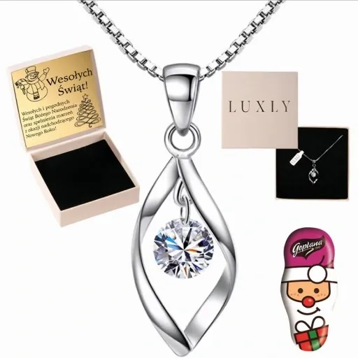 NASZYJNIK DAMSKI SREBRNY 925 SWAROVSKI DLA KOBIETY Z KRYSZTAŁEM Z GRAWEREM zdjęcie 1