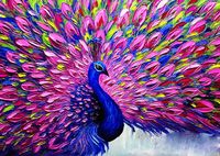 Malowanie Po Numerach Paw Z Różowym Ogonem 40X50 Cm Na Ramie Kreatywne