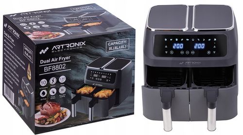 FRYTKOWNICA BEZTŁUSZCZOWA PODWÓJNA AIR FRYER 8L 2800W DWUKOMOROWA na Arena.pl