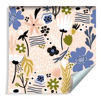 Tapeta do Sypialni Liście Kwiaty Rośliny Styl Skandynawski