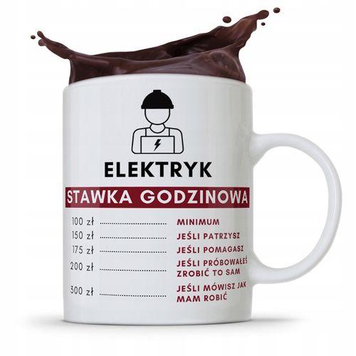 Kubek Prezent Dla Elektryka Stawka Godzinowa Z Nadrukiem Ze Zdjęciem na Arena.pl