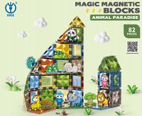 KLOCKI MAGNETYCZNE KONSTRUKCYJNE 82EL ZWIERZĘTA Kreatywny zestaw dla dzieci