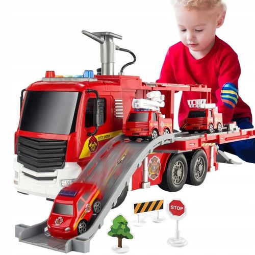 STRAŻ POŻARNA WÓZ SAMOCHÓD STRAŻACKI Z NAPĘDEM LEJE WODĄ ŚWIATŁO DŹWIĘK na Arena.pl