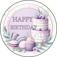 Opłatek na tort Ramka Boho Kwiaty Okazjonalny  Happy Birthday