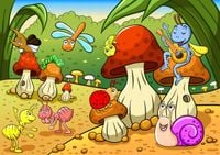 FOTOTAPETA dla dziecka LEŚNA DOLINA ŚLIMAKI GRZYBY