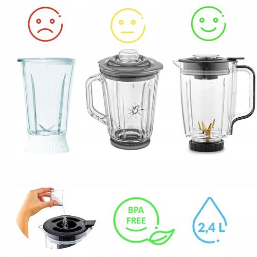 Blender kielichowy Automatyczny Tritan Yoer INOX 2,4L 2200W +Sito do soku na Arena.pl