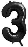 Balon foliowy Cyfra 3, 86cm, czarny XL
