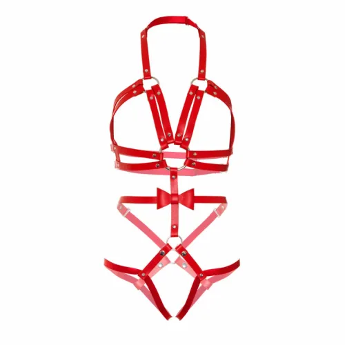 leg avenue harness kink z o-ringami i ćwiekami, rozmiar s, czerwony na Arena.pl
