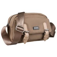 mała, praktyczna listonoszka damska z nylonu w beżowym kolorze - peterson