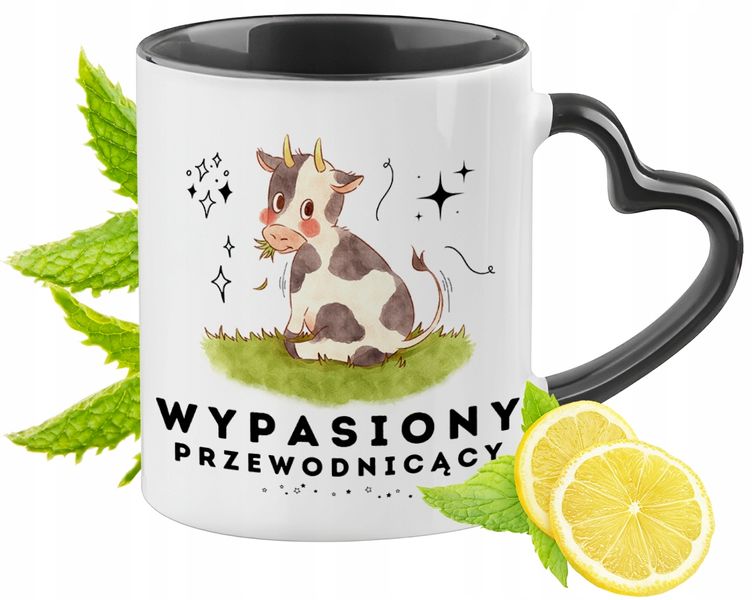 Kubek Czarny Z Uszkiem W Kształcie Serca Dla Przewodniczącego Prezent zdjęcie 1