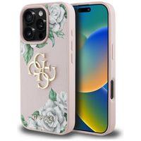 etui guess grained roses big 4g logo do  iphone 16 pro różowy