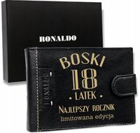 Portfel męski z grawerem PREZENT na urodziny 18