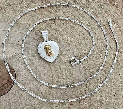 Srebrny zestaw komunijny łańcuszek i medalik pozłacana pasyjka 45 cm GRAWER na Arena.pl