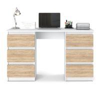 Biurko Białe Sonoma Komputerowe Skandynawskie Dziecko 6 Szuflad 120cm Ofi