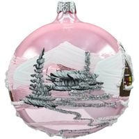 Bombka choinkowa ręcznie malowana - Zimowa Kraina: różowa