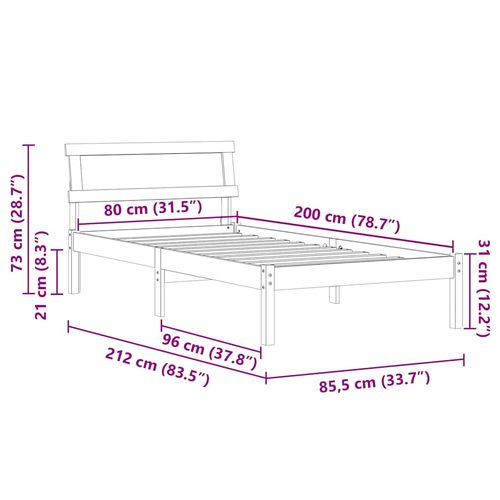 Ramka Łóżka z Zagłówkiem i LED 80x200 cm z litego drewna sosnowego na Arena.pl