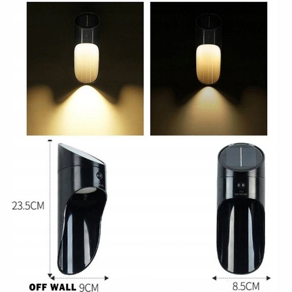 Lampa kinkiet zewnętrzny solarny LED czarny/szary zdjęcie 12