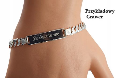 Bransoleta Srebrna Męska Pancerka Pełna z Blaszką pr 925 Grawer Gratis na Arena.pl