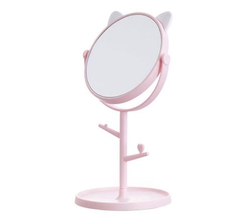 Lusterko lustro kosmetyczne stojące różowe kotek na Arena.pl
