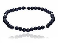 SREBRNA BRANSOLETKA ŻYŁCE NATURALNA NOC KAIRU KAMIEŃ ENERGETYCZNY KULECZKI