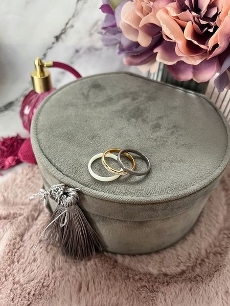 1519 Komplet 3 pierścionków ceramicznych CYRKONIE r 8/18mm sta zdjęcie 6