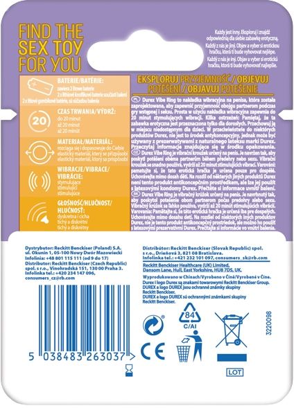 Durex Vibe Ring Nakładka wibracyjna Pierścień Stymulujący Wzmacnia Orgazm zdjęcie 4