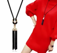 Naszyjnik łańcuszki długi czarny złoty