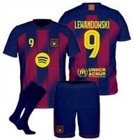 Strój Piłkarski Lewandowski Barcelona Koszulka Spodenki Getry r. 116