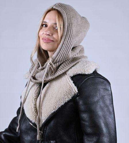 CZAPKA Kominiarka KAPTUR komin Balaclava damska ciepła miekka zimowa Latte na Arena.pl