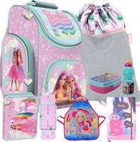 ZESTAW 7 ELEMENTY TORNISTER SZKOLNY BARBIE PLECAK PIÓRNIK WOREK