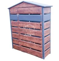 Wiata śmietnikowa dwuspad 1,5x0,5m antracyt z drewnem Schowek ID411