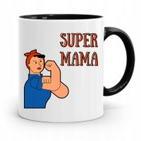 Kubek Czarny Prezent Dla Super Mamy Matki Mamusi Z Nadrukiem Ze Zdjęciem